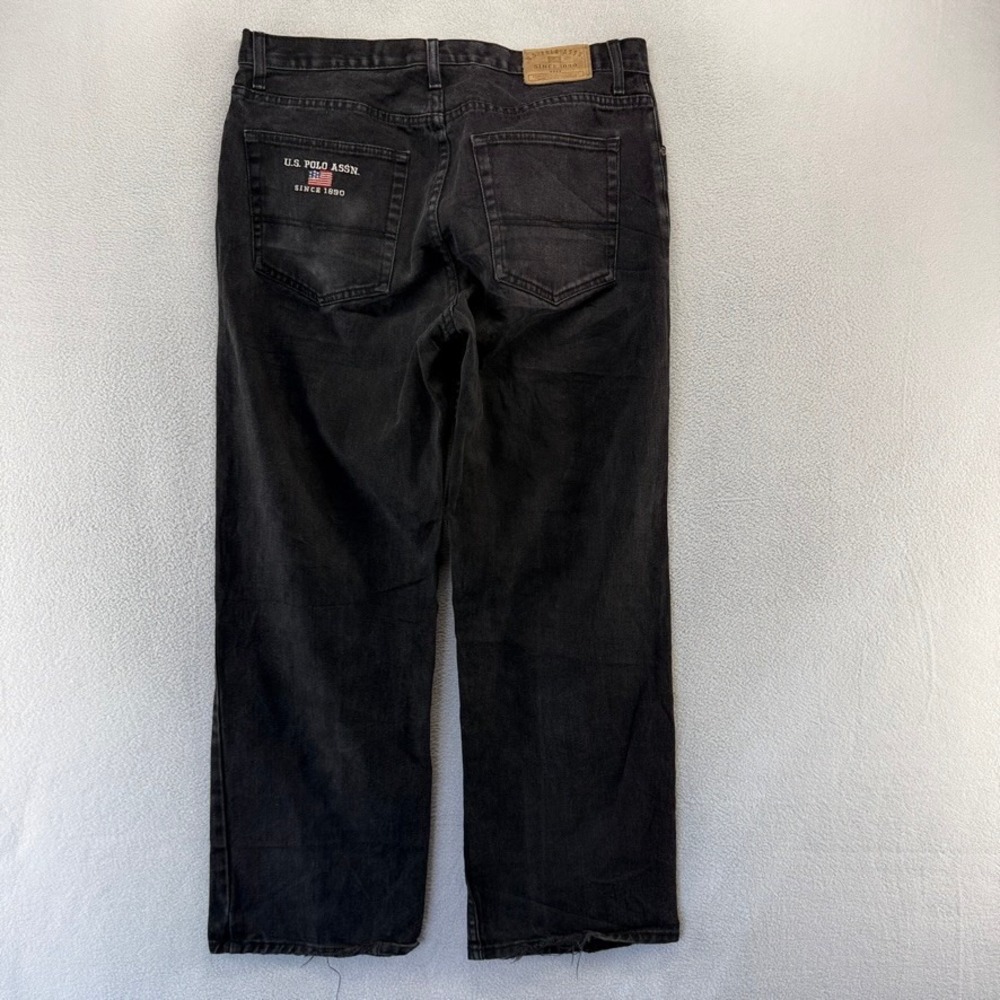 Vintage US Polo Assn Jeans Mens 33x30 Black Relaxed Straight Leg Denim Y2K Baggy